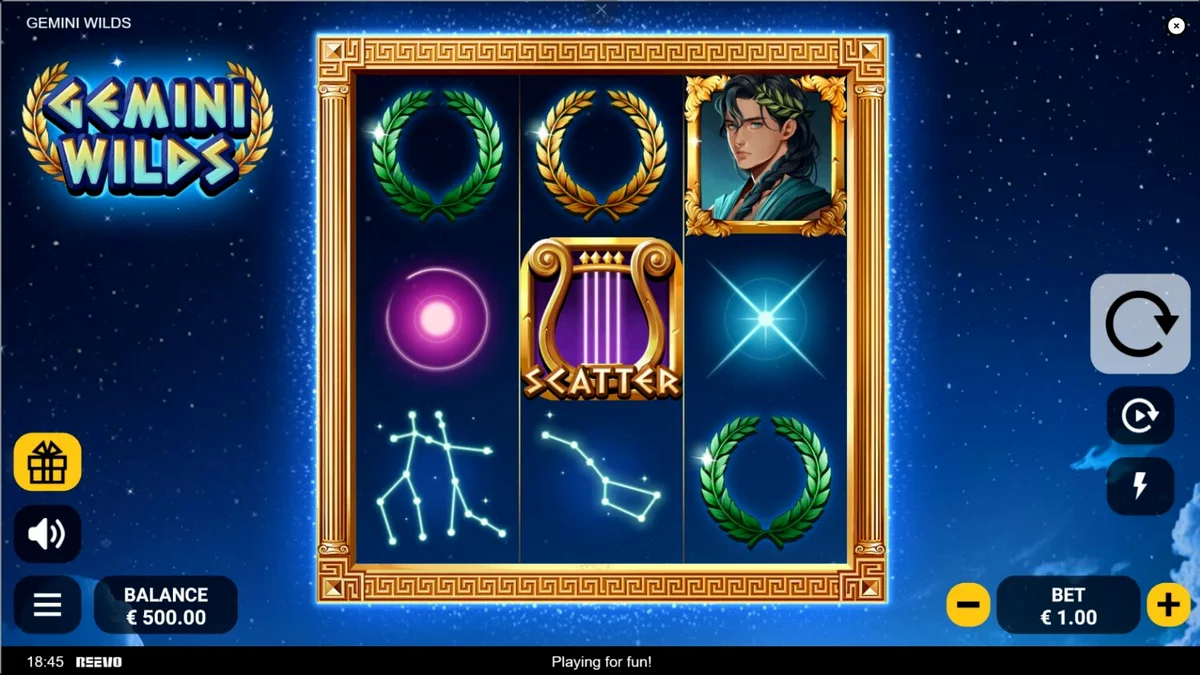 O slot Gemini Wilds com tema mitológico grego e romano