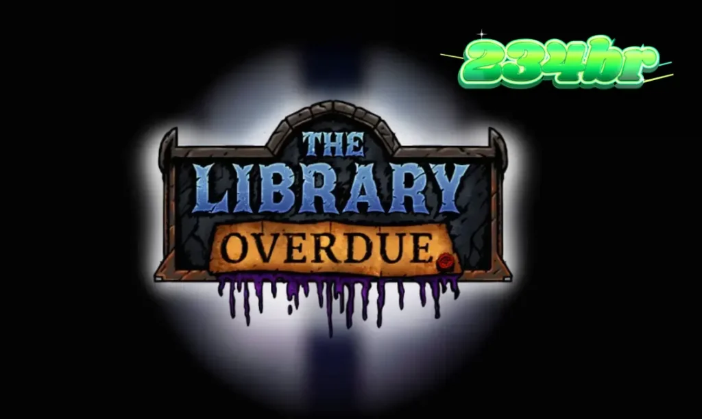 Interface do jogo de slot The Library Overdue com tema gótico